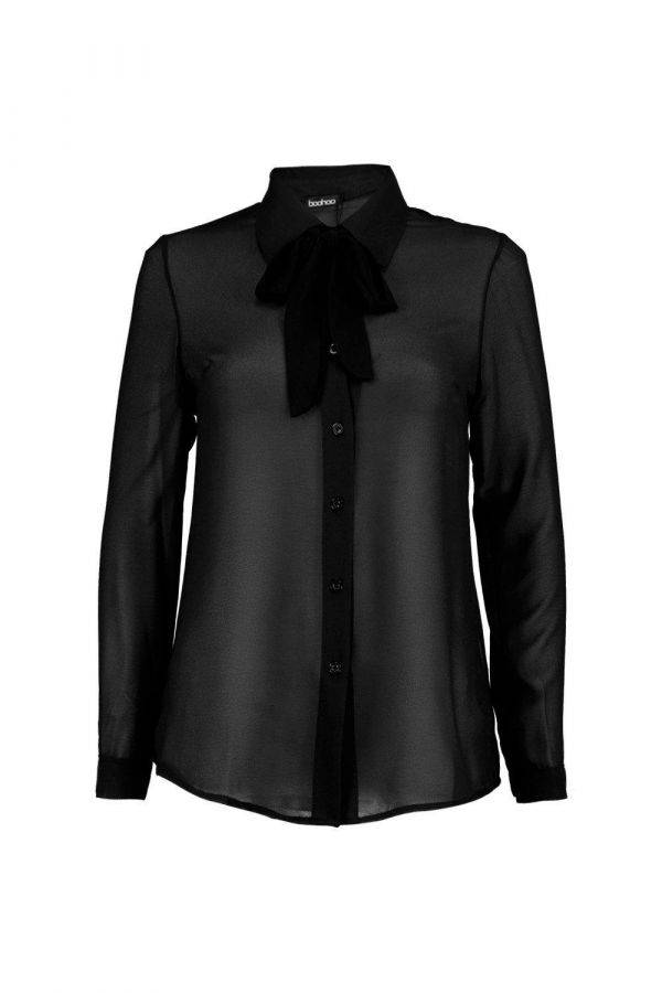 Nicole Black Shirt with Bauhaus Brand Necktie