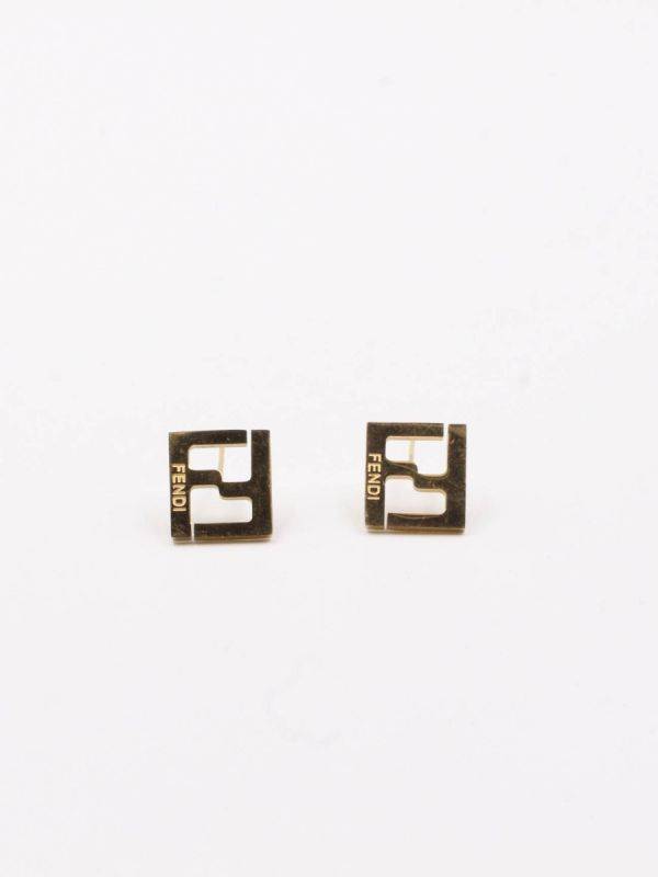 fendi gold square earring