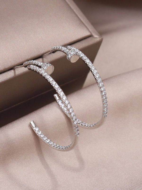 Cartier zircon large stud earring