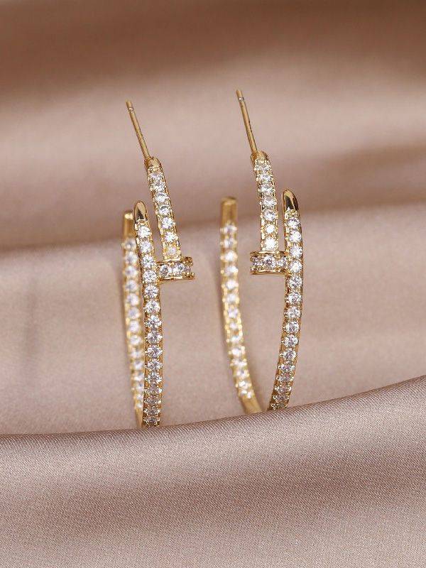 Cartier zircon large stud earring