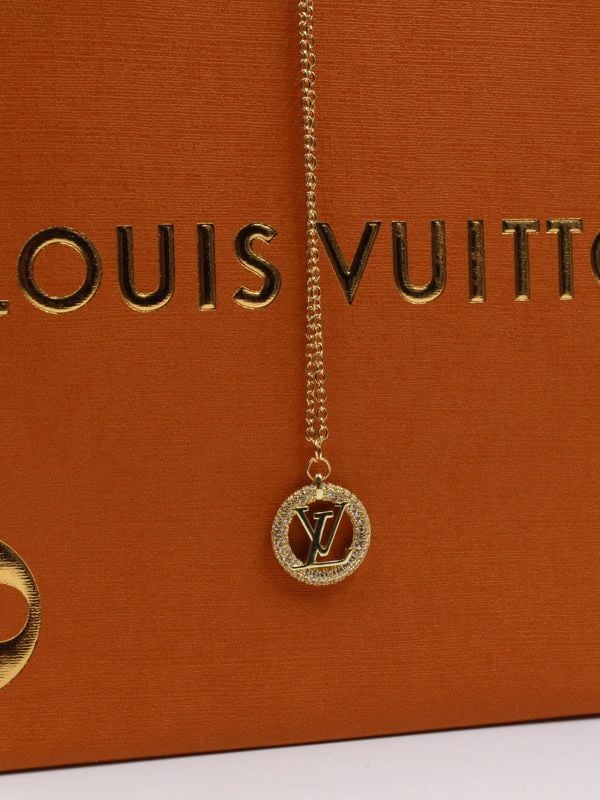 Louis Vuitton Plate Necklace Monogram Eclipse and Metal Silver