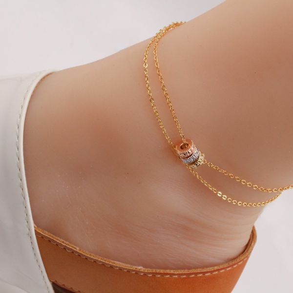 Anklet two rounds with colored metal rings