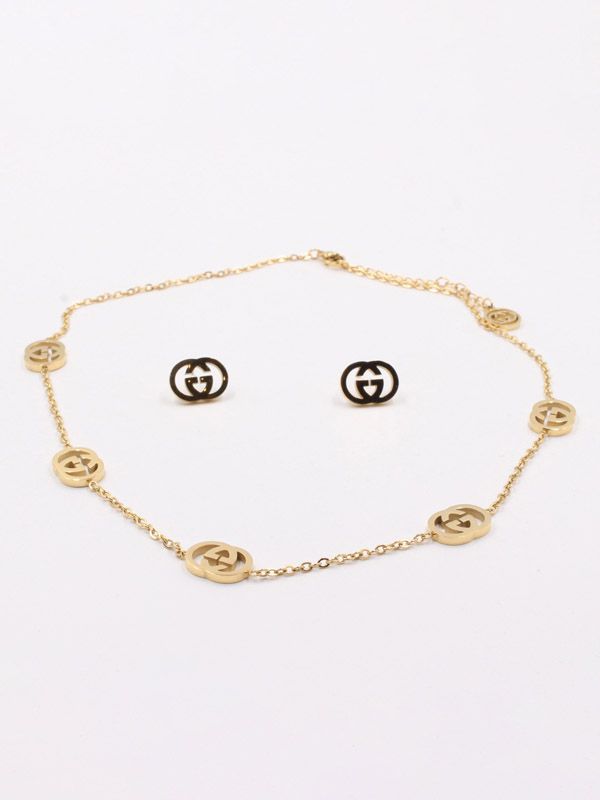 Gucci set golden soft necklace and earring