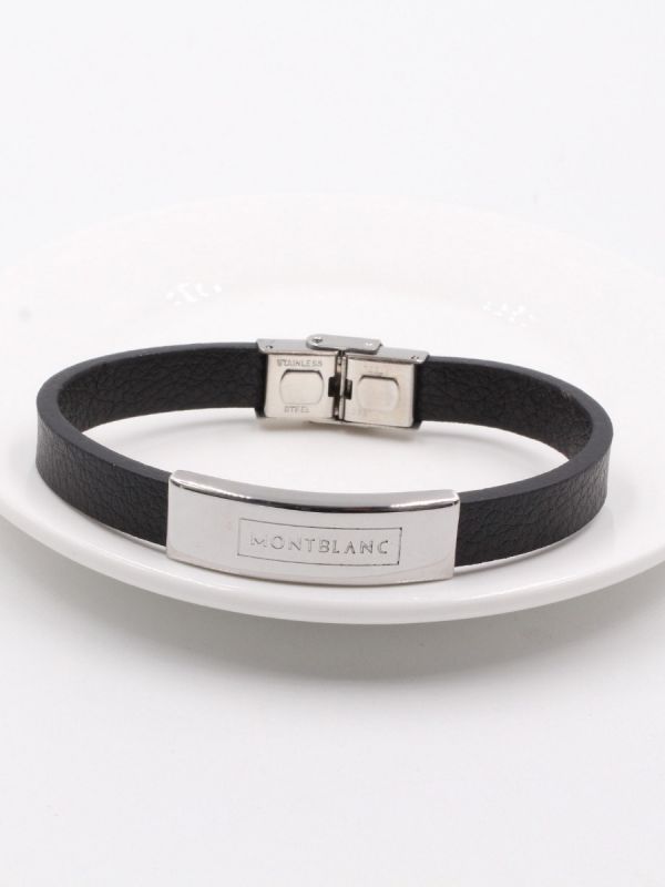 Mont Blanc silver leather bracelets for men