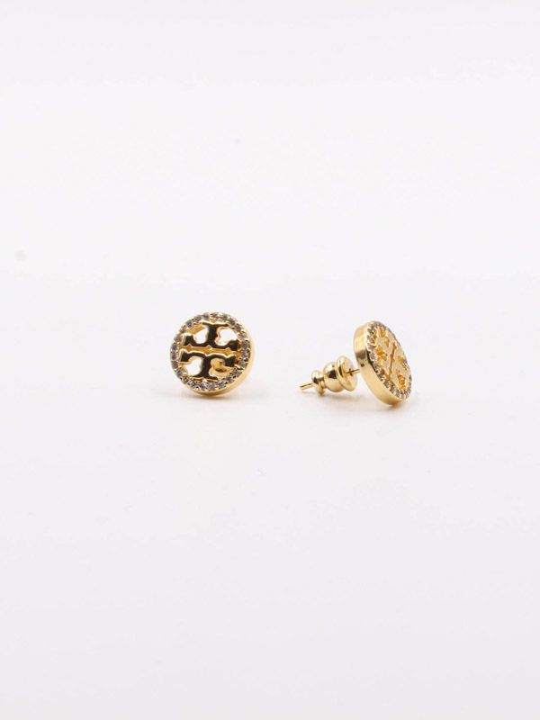 Tory Burch gold zircon earrings 1 cm