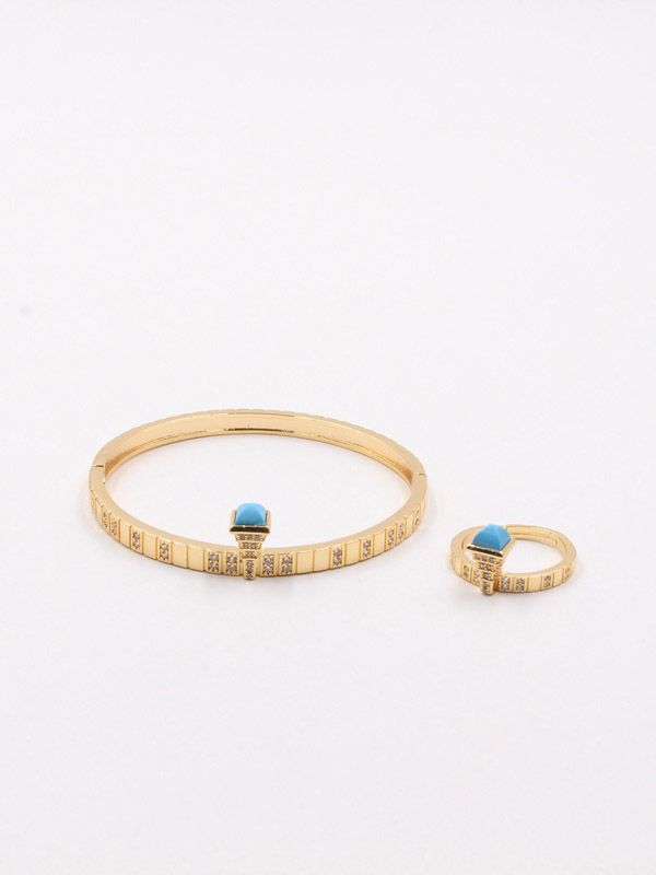 Marley bracelet with colored stone ring