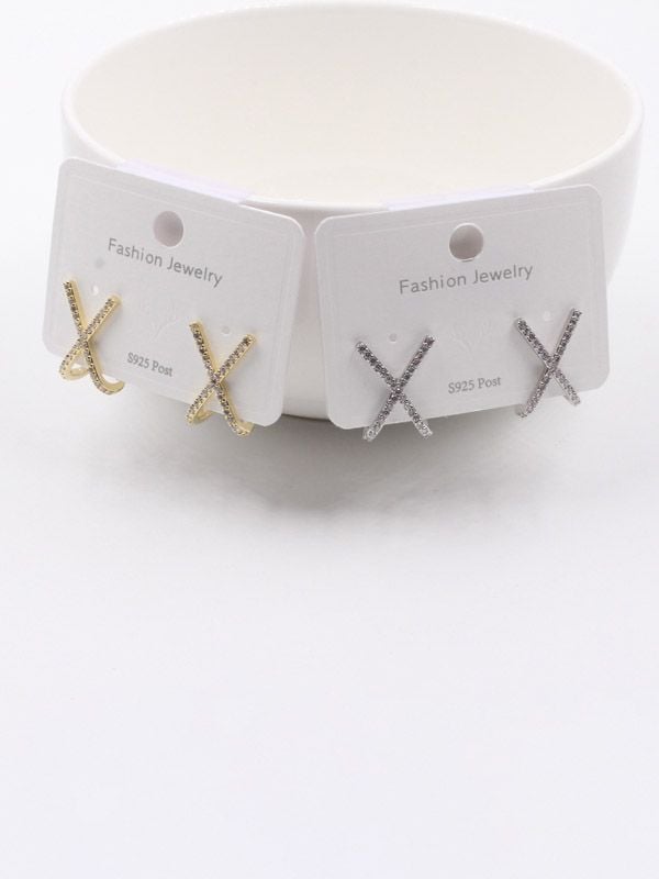 Chanel cubic zirconia X earring