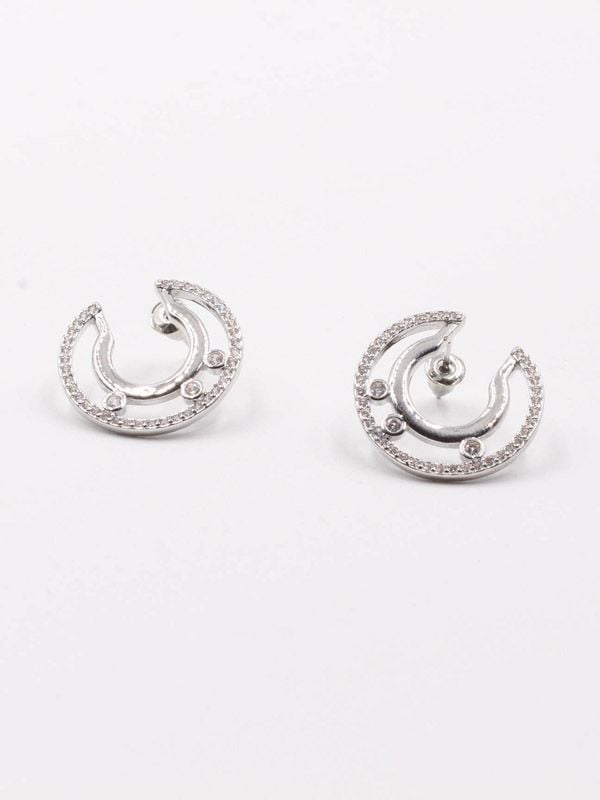 Messika earring, round zircon, gold and silver