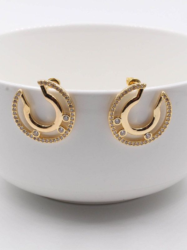Messika earring, round zircon, gold and silver