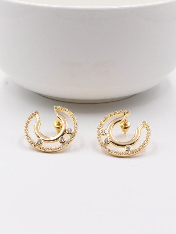Messika earring, round zircon, gold and silver