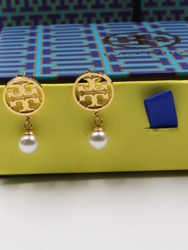 Tory Burch pearl gold earrings