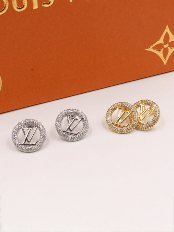 Louis Vuitton zircon round logo earring