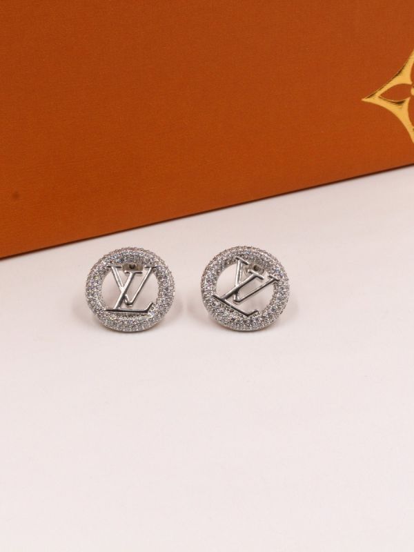 Louis Vuitton zircon round logo earring