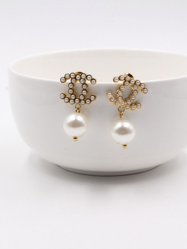 Chanel Pearl Big Stone Earrings
