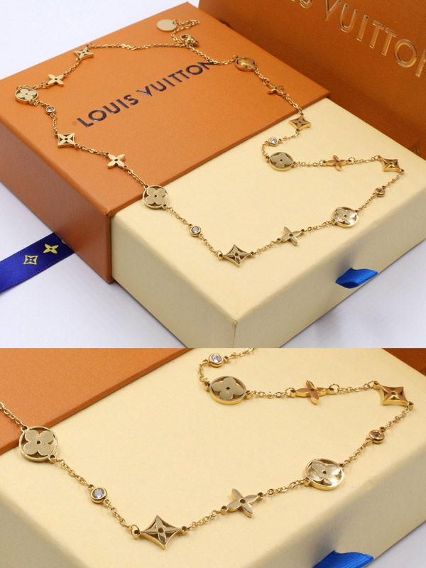 Louis Vuitton gold zircon long necklace