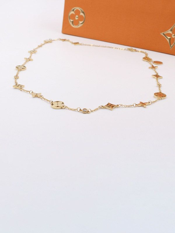 Louis Vuitton gold zircon long necklace