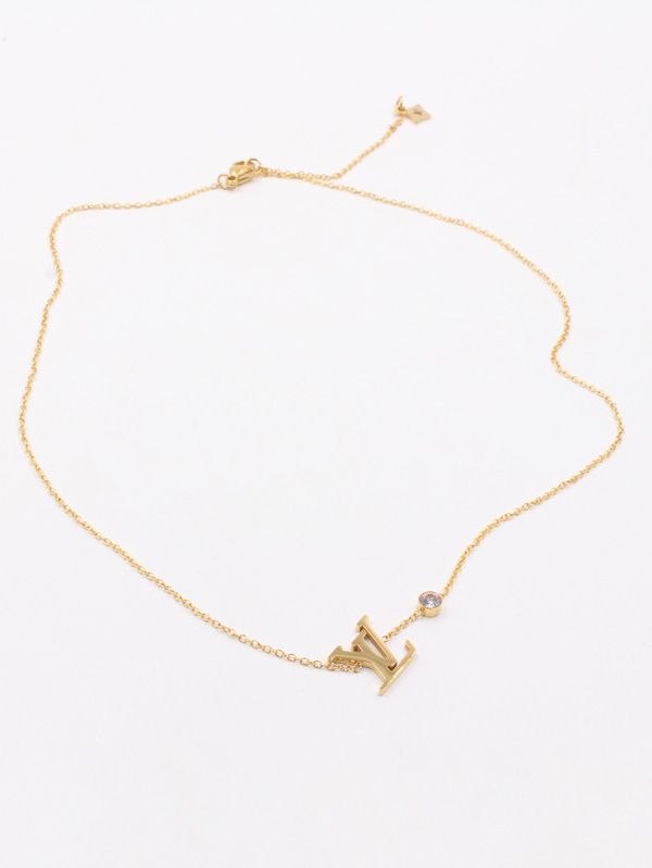 Louis Vuitton gold logo necklace