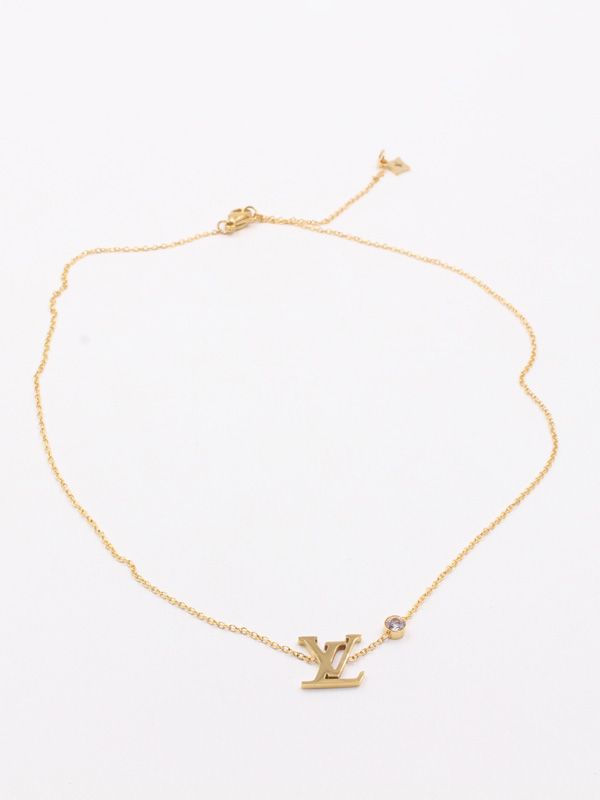 Louis Vuitton gold logo necklace