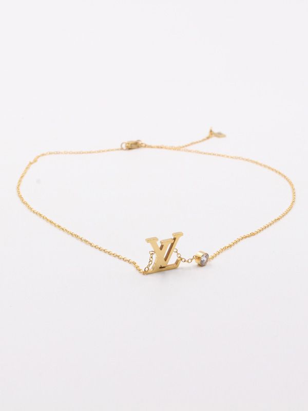 Louis Vuitton gold logo necklace