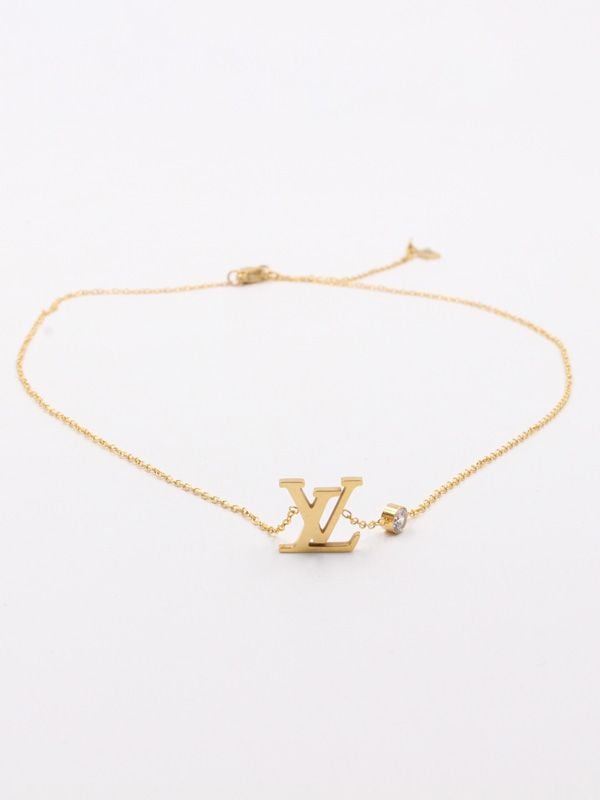 Louis Vuitton gold logo necklace