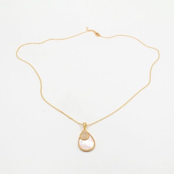 Long necklace, natural teardrop-shaped golden stone