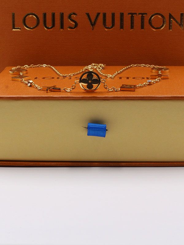 Louis Vuitton logo gold necklace