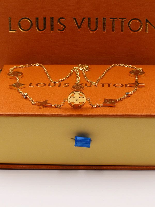 Louis Vuitton logo gold necklace