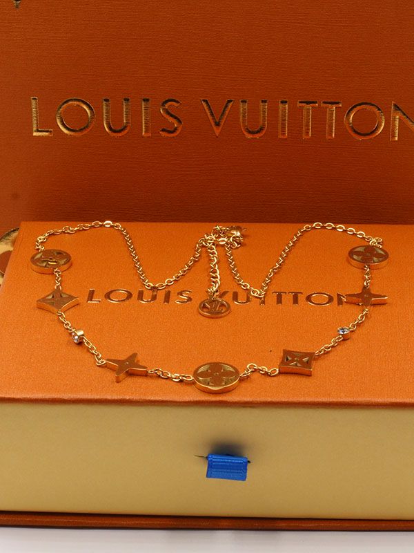 Louis Vuitton logo gold necklace