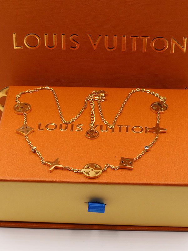 Louis Vuitton logo gold necklace