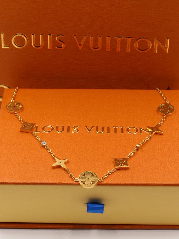 Louis Vuitton logo gold necklace