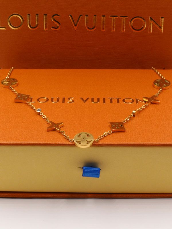 Louis Vuitton logo gold necklace