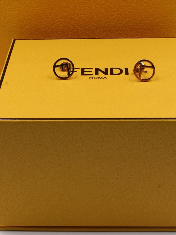 Fendi small gold logo earring