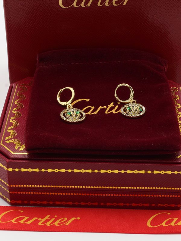 Cartier Tiger round green zircon earring