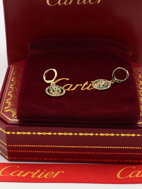 Cartier Tiger round green zircon earring
