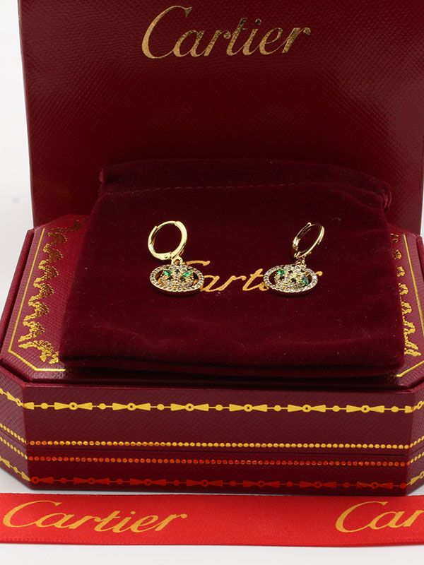 Cartier Tiger round green zircon earring