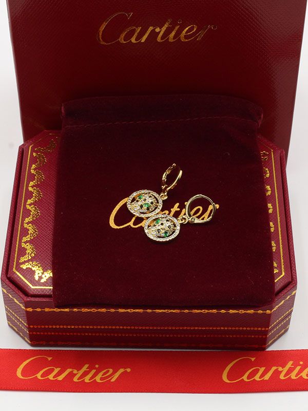 Cartier Tiger round green zircon earring