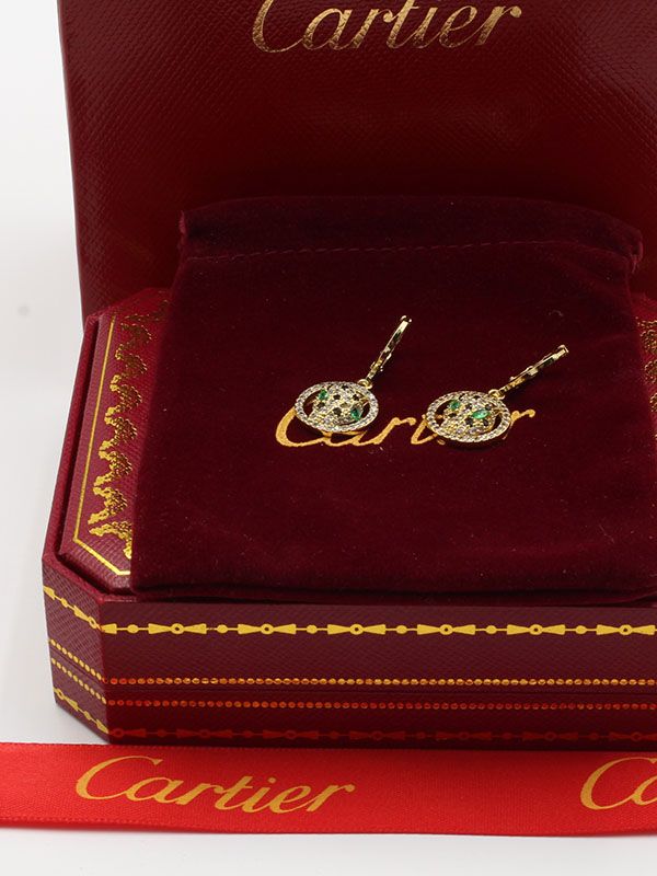 Cartier Tiger round green zircon earring