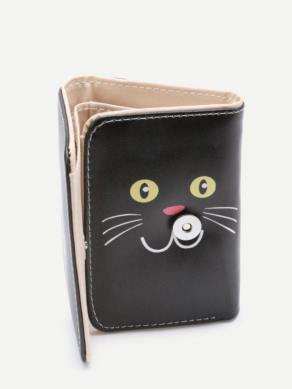محفظة نقود جلد صناعي طباعة القطة الصغيره