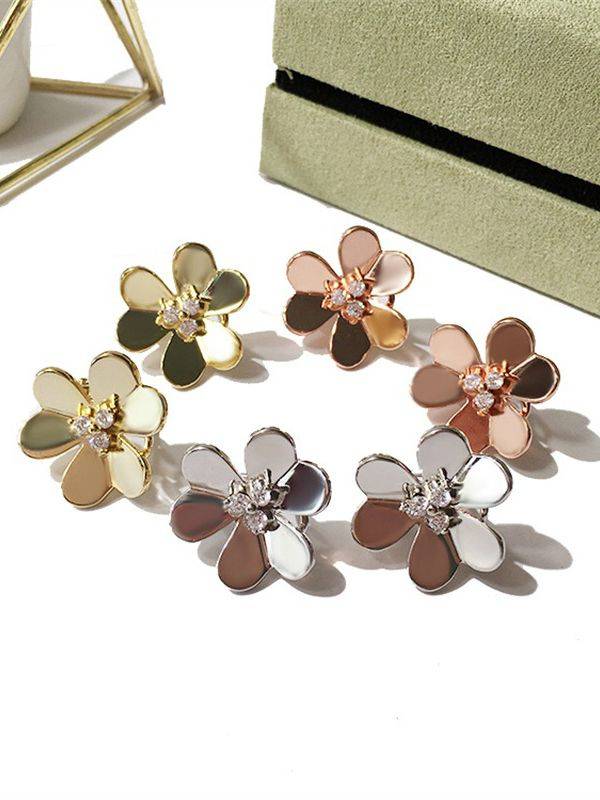 Van Cleef Rose Large Metal Earring