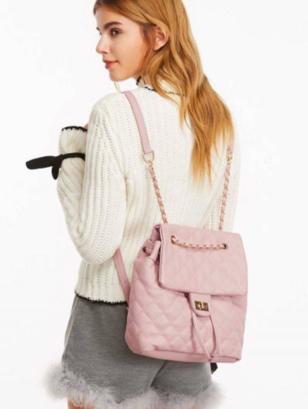 Pink leather backpack