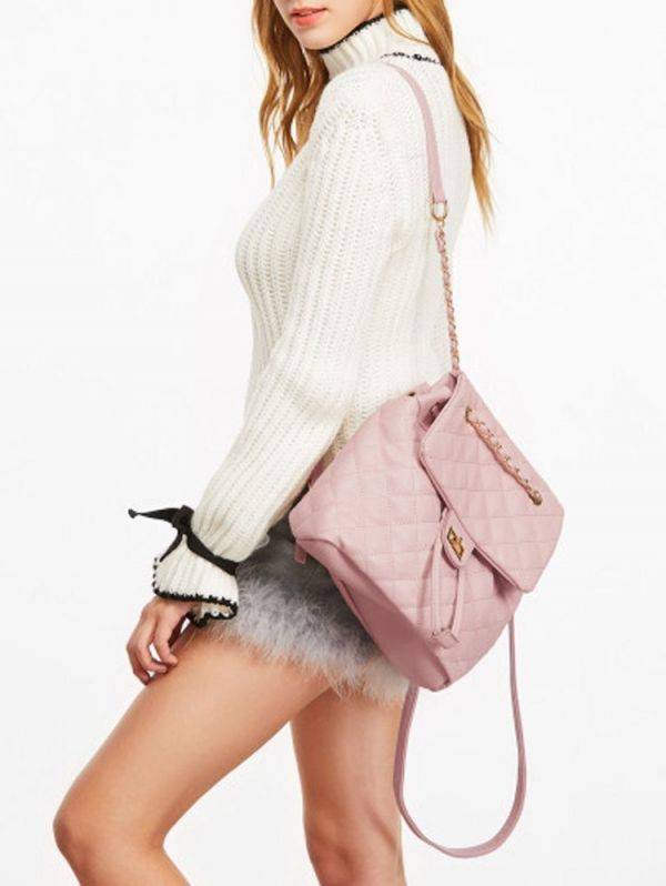 Pink leather backpack