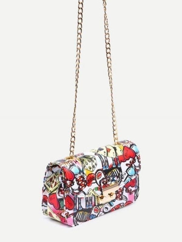 Colorful bag with print and lock