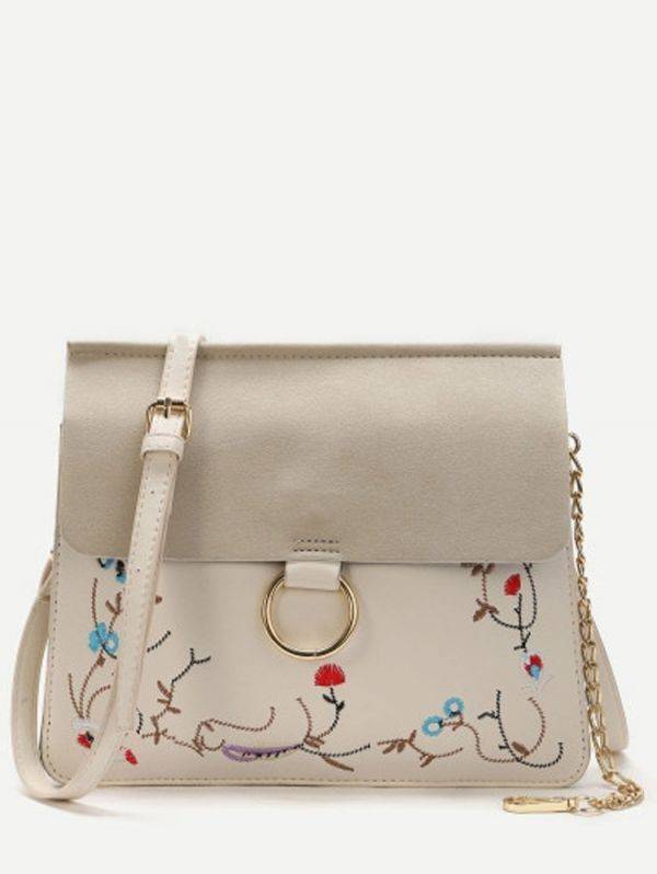 White Shoulder Bag with Chain