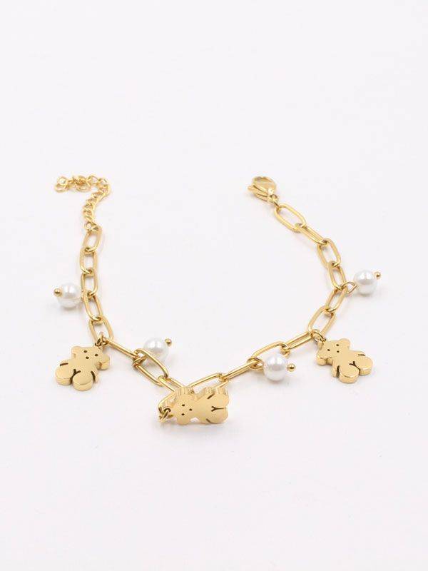 Tous Style 925 Sterling Silver Gold Plated Bears Charm Bracelet  eBay
